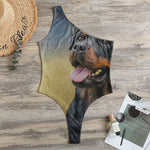 Vintage Rottweiler Portrait Print One Shoulder Bodysuit