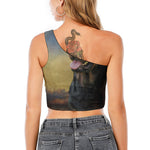 Vintage Rottweiler Portrait Print One Shoulder Crop Top