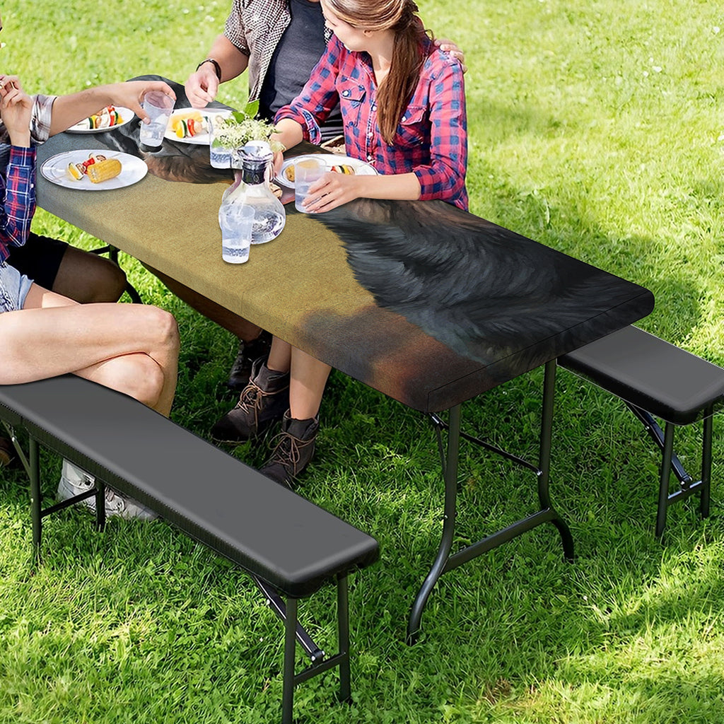 Vintage Rottweiler Portrait Print Picnic Table Cover