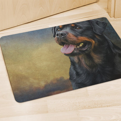 Vintage Rottweiler Portrait Print Polyester Doormat