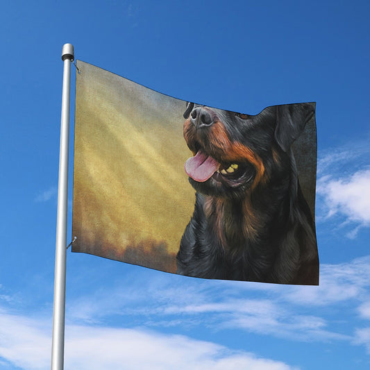 Vintage Rottweiler Portrait Print Polyester Flag