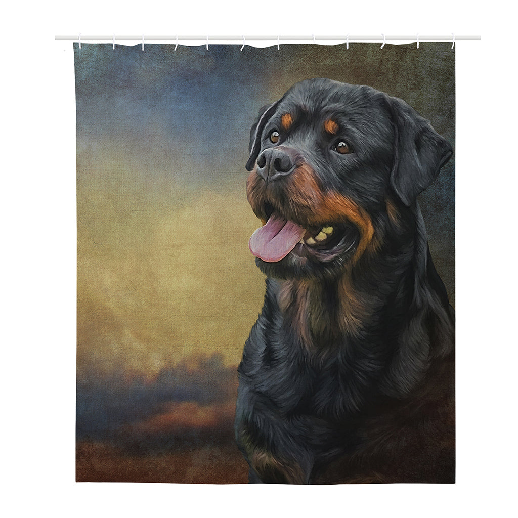 Vintage Rottweiler Portrait Print Polyester Shower Curtain