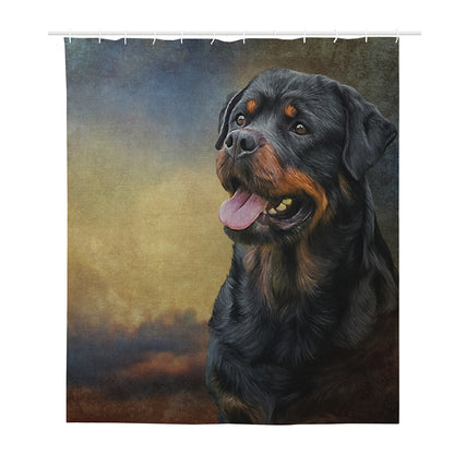 Vintage Rottweiler Portrait Print Polyester Shower Curtain