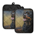 Vintage Rottweiler Portrait Print Pot Holders With Pocket