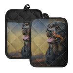 Vintage Rottweiler Portrait Print Pot Holders With Pocket