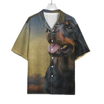 Vintage Rottweiler Portrait Print Rayon Hawaiian Shirt