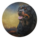 Vintage Rottweiler Portrait Print Round Blanket