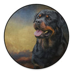 Vintage Rottweiler Portrait Print Round Floor Mat