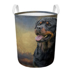 Vintage Rottweiler Portrait Print Round Laundry Basket