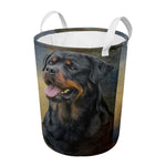 Vintage Rottweiler Portrait Print Round Laundry Basket