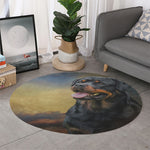 Vintage Rottweiler Portrait Print Round Rug