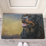 Vintage Rottweiler Portrait Print Rubber Doormat