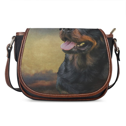 Vintage Rottweiler Portrait Print Saddle Bag