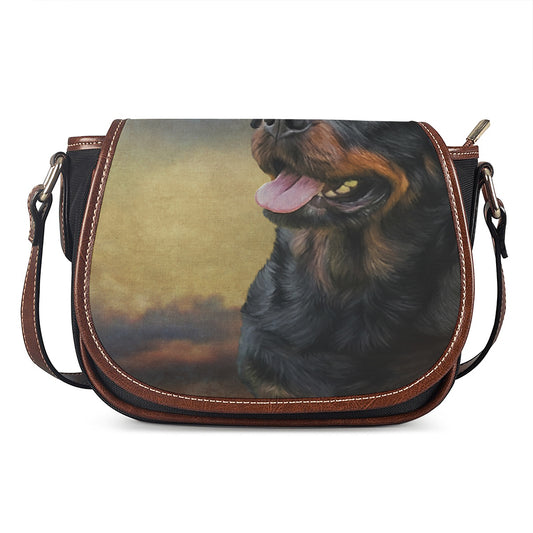Vintage Rottweiler Portrait Print Saddle Bag