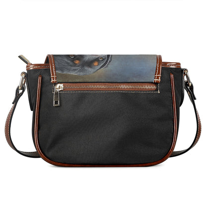 Vintage Rottweiler Portrait Print Saddle Bag