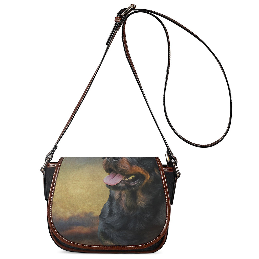 Vintage Rottweiler Portrait Print Saddle Bag