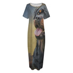 Vintage Rottweiler Portrait Print Short Sleeve Long Nightdress
