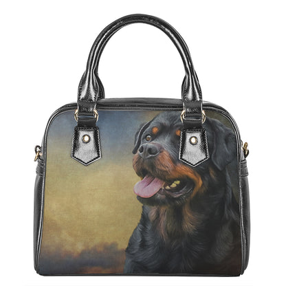 Vintage Rottweiler Portrait Print Shoulder Handbag
