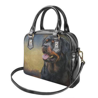 Vintage Rottweiler Portrait Print Shoulder Handbag