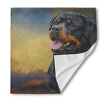 Vintage Rottweiler Portrait Print Silk Bandana