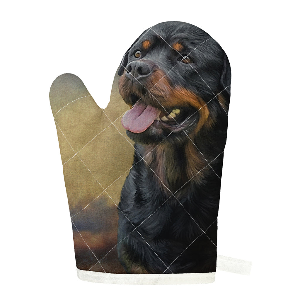 Vintage Rottweiler Portrait Print Single Oven Mitt