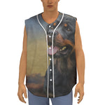 Vintage Rottweiler Portrait Print Sleeveless Baseball Jersey