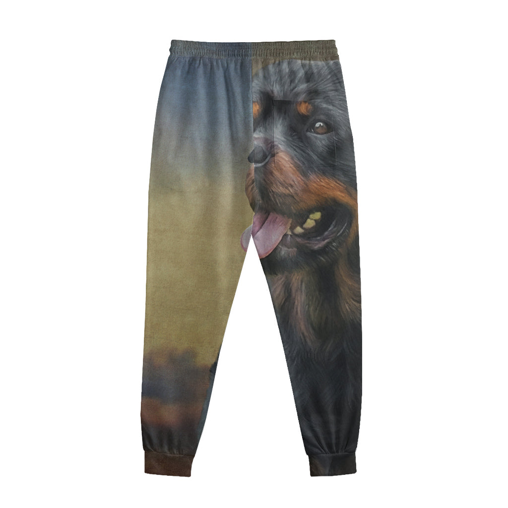 Vintage Rottweiler Portrait Print Sweatpants