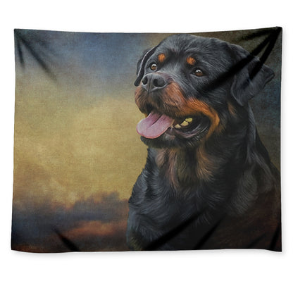 Vintage Rottweiler Portrait Print Tapestry