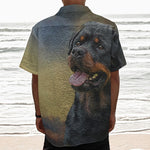 Vintage Rottweiler Portrait Print Textured Short Sleeve Shirt