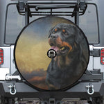Vintage Rottweiler Portrait Print Tire Cover With Camera Hole