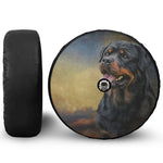 Vintage Rottweiler Portrait Print Tire Cover With Camera Hole