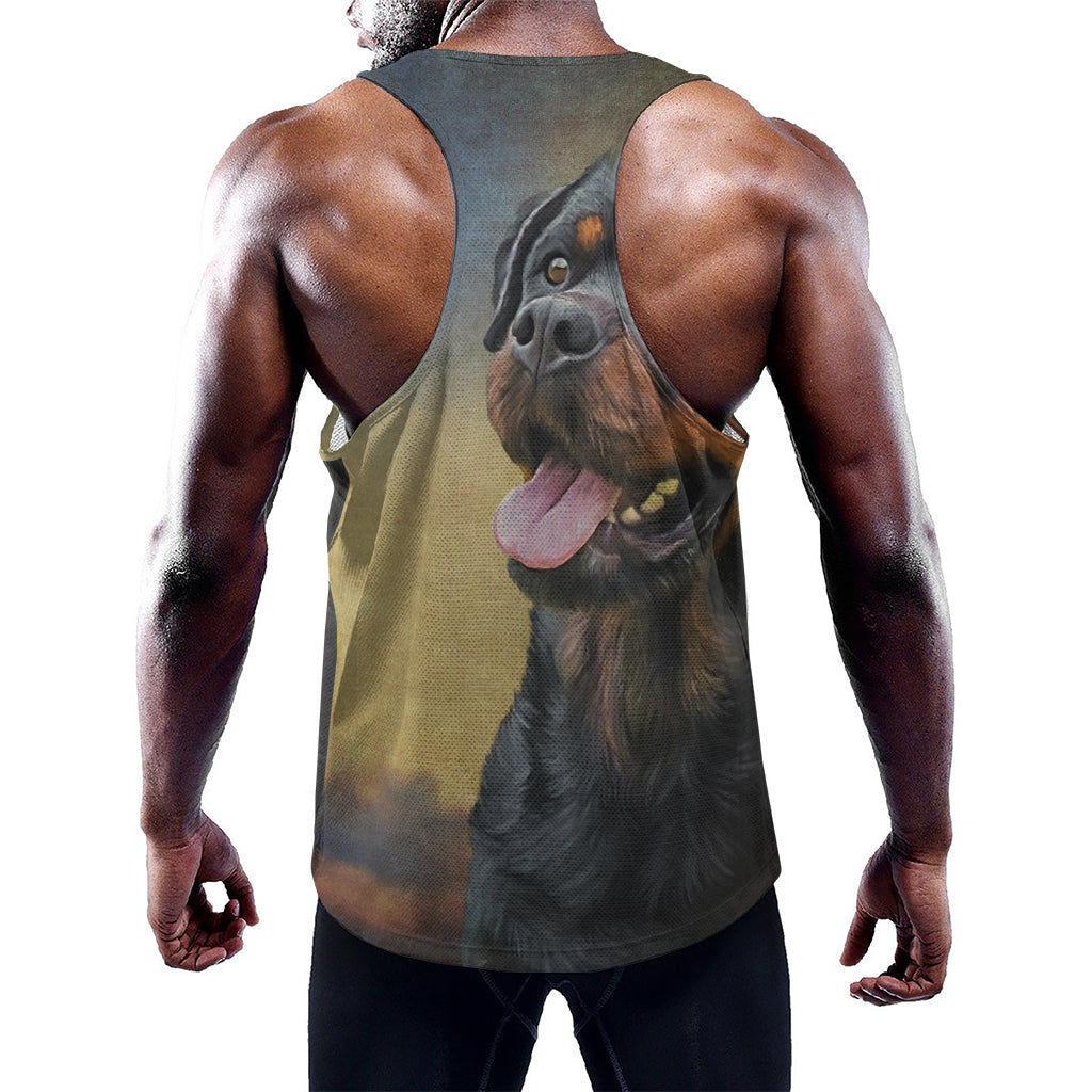 Vintage Rottweiler Portrait Print Training Tank Top