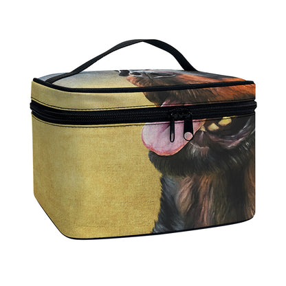 Vintage Rottweiler Portrait Print Travel Makeup Bag