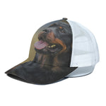 Vintage Rottweiler Portrait Print White Mesh Trucker Cap