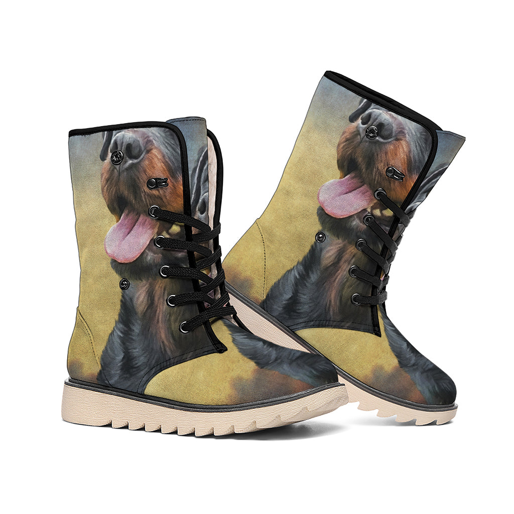 Vintage Rottweiler Portrait Print Winter Boots