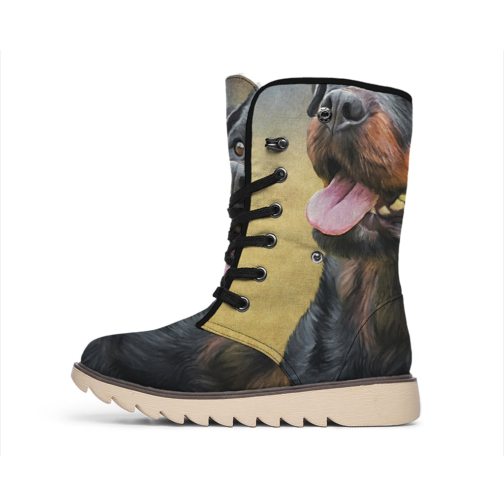 Vintage Rottweiler Portrait Print Winter Boots