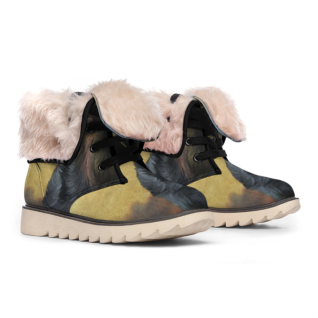 Vintage Rottweiler Portrait Print Winter Boots