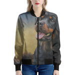 Vintage Rottweiler Portrait Print Women's Bomber Jacket