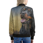 Vintage Rottweiler Portrait Print Women's Bomber Jacket