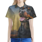 Vintage Rottweiler Portrait Print Women's Polo Shirt