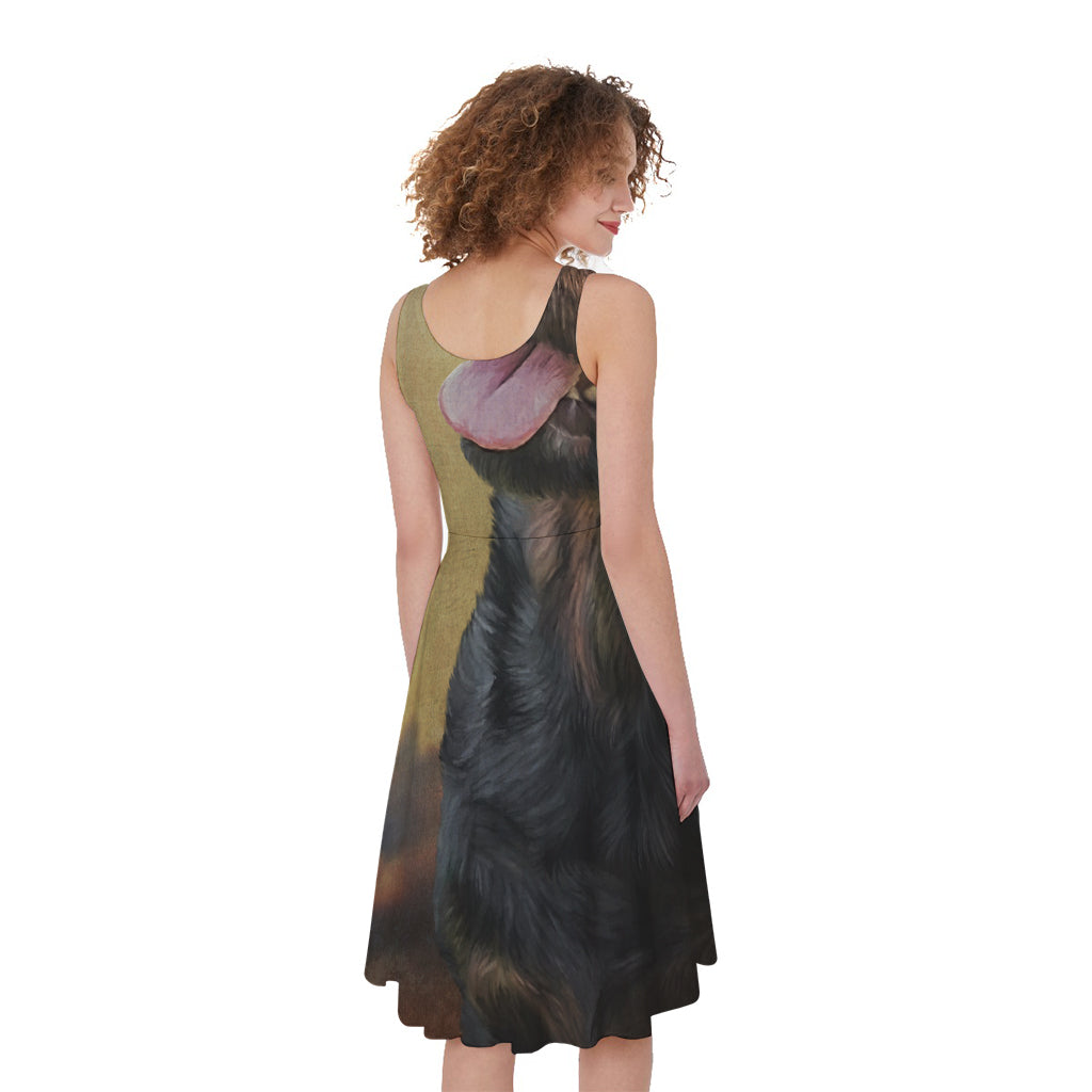 Vintage Rottweiler Portrait Print Women's Sleeveless Dress