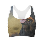 Vintage Rottweiler Portrait Print Women's Sports Bra