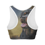 Vintage Rottweiler Portrait Print Women's Sports Bra