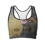 Vintage Rottweiler Portrait Print Women's Sports Bra