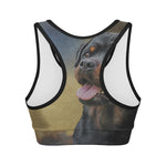 Vintage Rottweiler Portrait Print Women's Sports Bra