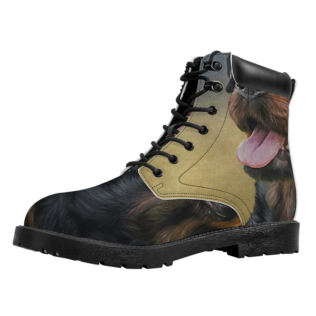 Vintage Rottweiler Portrait Print Work Boots