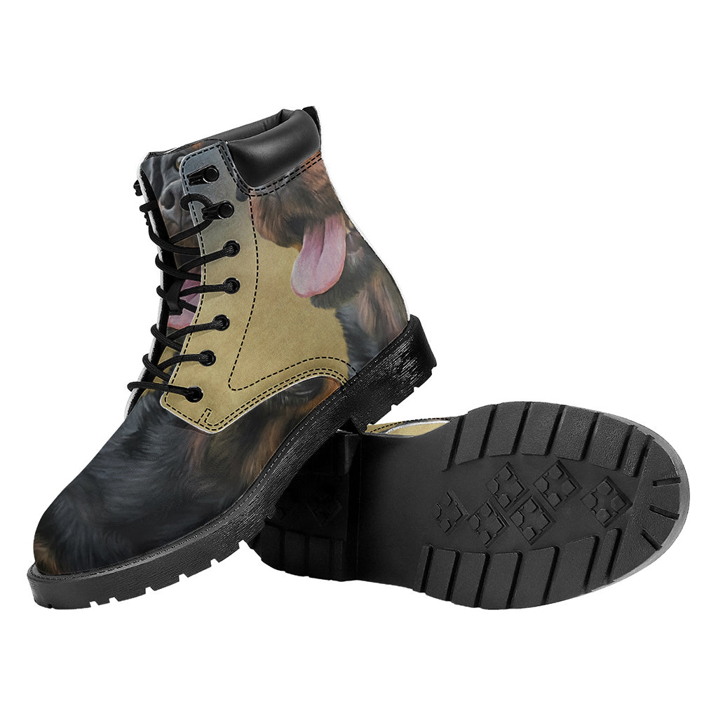 Vintage Rottweiler Portrait Print Work Boots