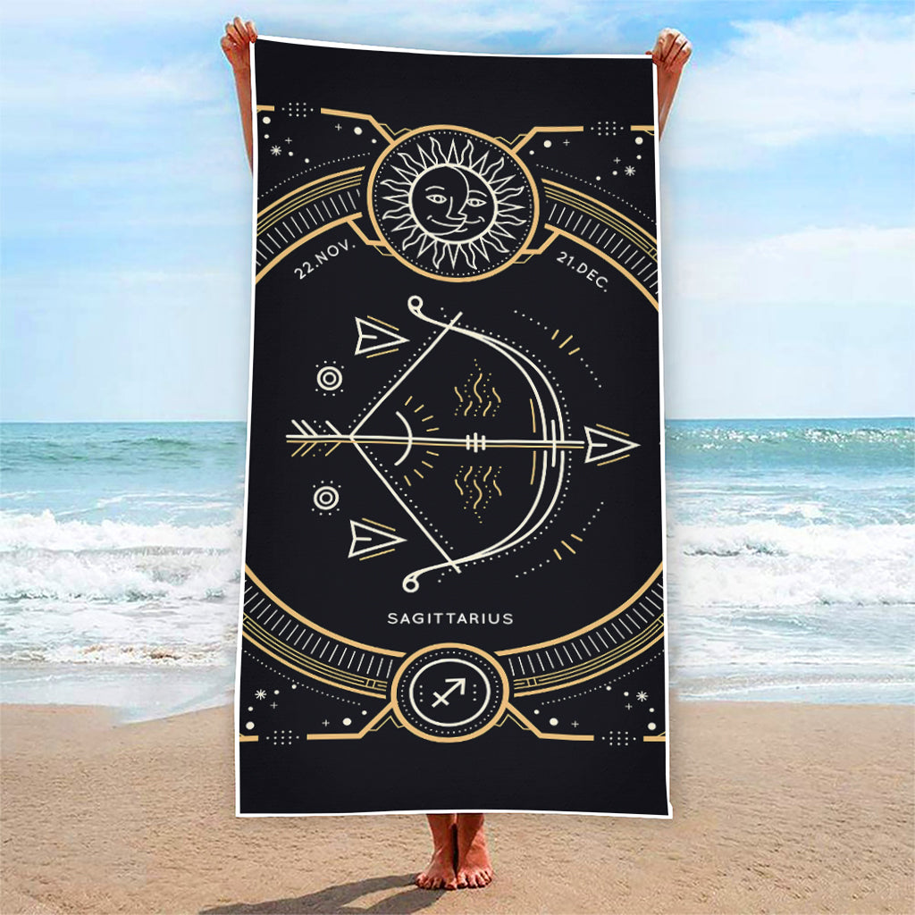 Vintage Sagittarius Zodiac Sign Print Beach Towel