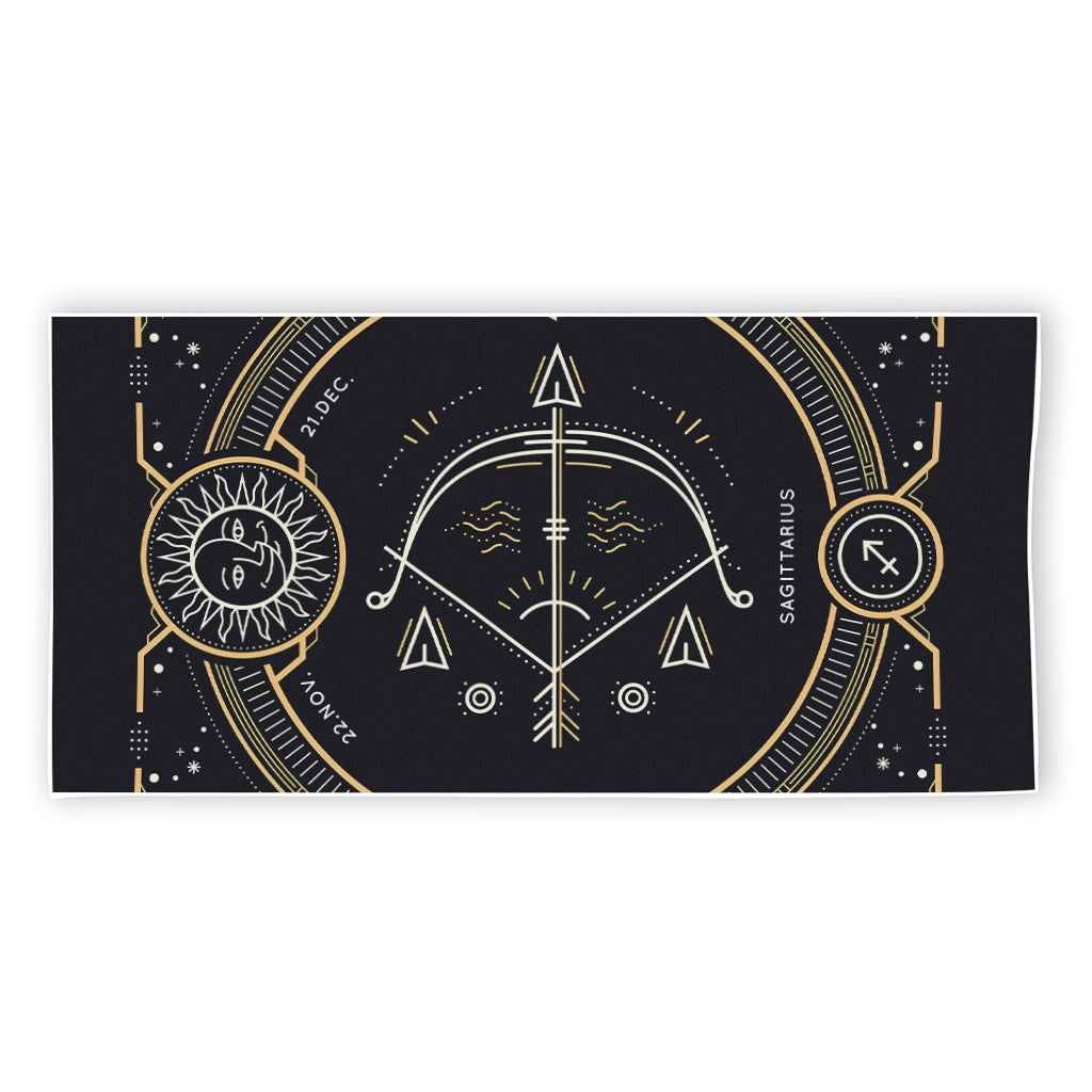 Vintage Sagittarius Zodiac Sign Print Beach Towel