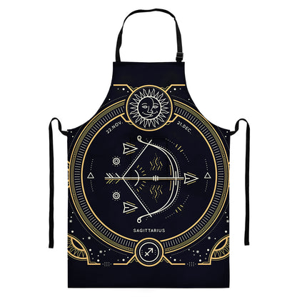 Vintage Sagittarius Zodiac Sign Print Bib Apron With Pocket